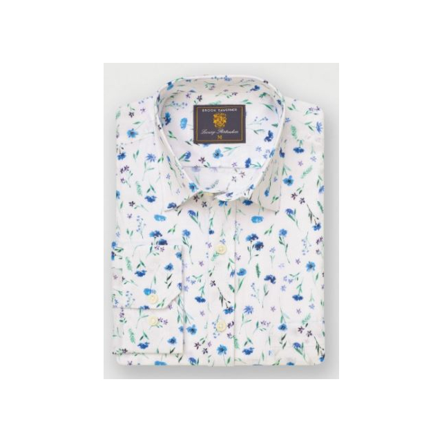 Brook Taverner Watercolour Wildflower Shirt Blue