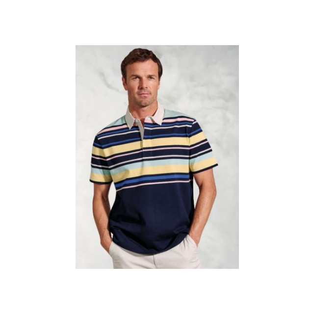 Broook Taverner Walken Short Sleeve Rugby Shirt Navy Stripe