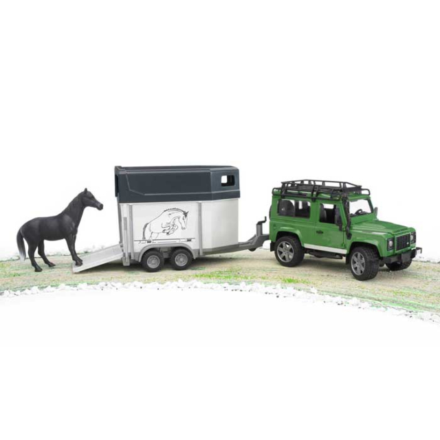 Bruder Land Rover Defender + Horse Trailer 02592