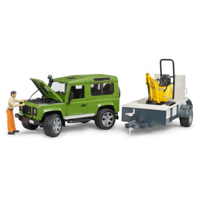 Bruder Landrover Defender Trailer /JCB Excavator