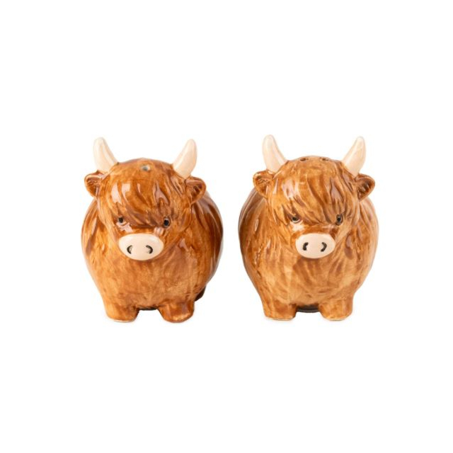 Candlelight Salt + Pepper Set Highland Cow