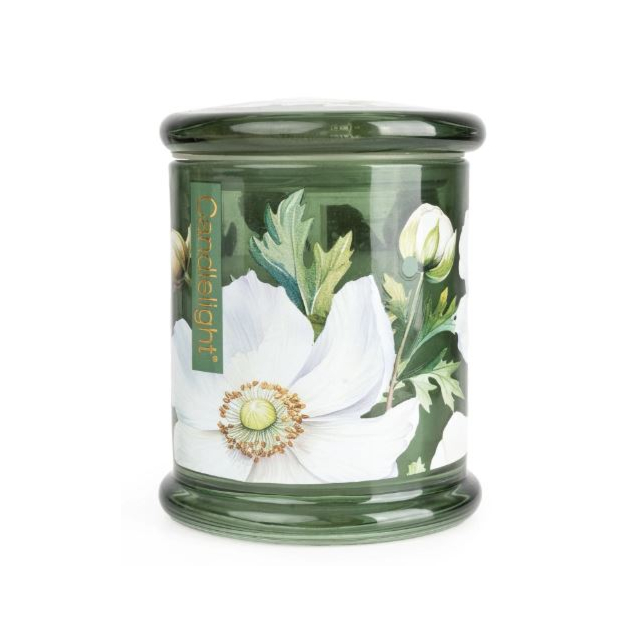Cadlelight Glass Lidded Jar - White Poppy + Sage 
