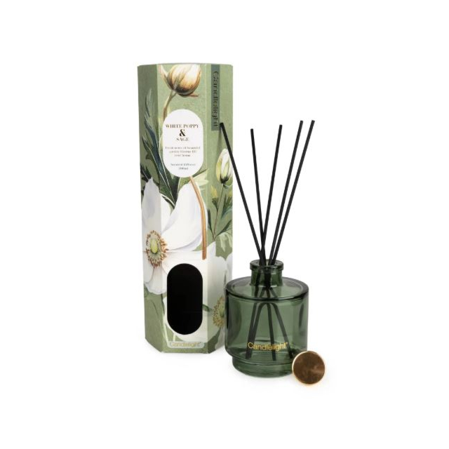 Candlelight Reed Diffuser White Poppy + Sage 200ml 