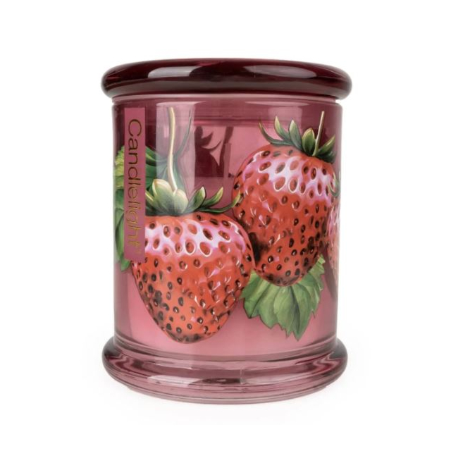 Candlelight Glass Lidded Jar -Strawberry + Rhubarb