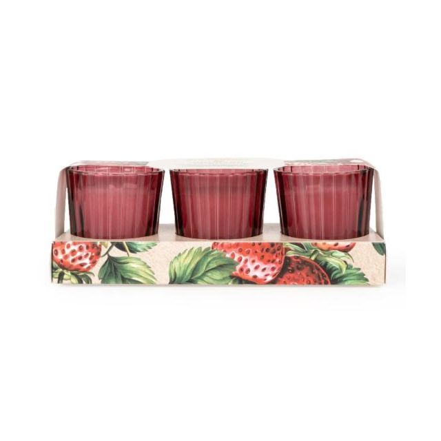 Candlelight Votive Candles Wild Strawberry + Rhubarb 3 Set