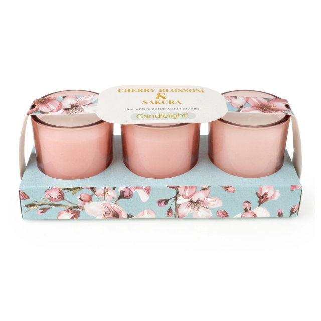 Set of 3 Votive Candles - Cherry Blossom & Sakura