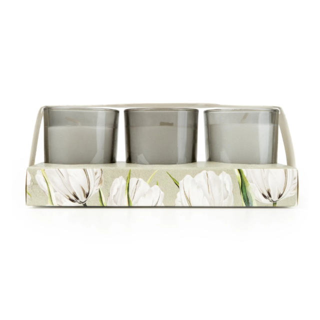 Set of 3 Votive Candles - White Tulip & Bergamot