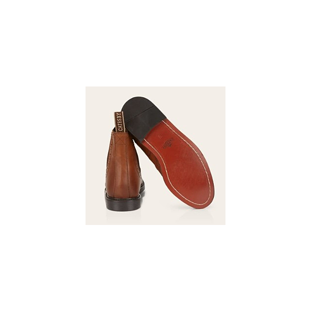 Catesby Boston Brogue Chelsea Boot Tan 