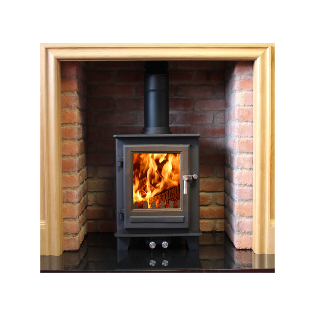 Clock Blithfield Compact 5 Multi Fuel Stove 5kW - Black with Stainless Steel Fittings