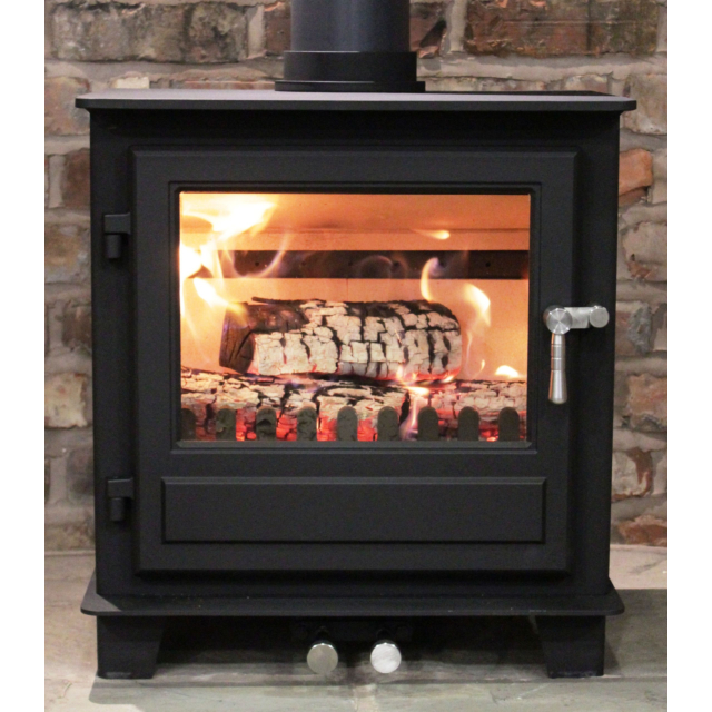 Clock Blithfield 5 Multi Fuel Stove 5kW - Black with Stainless Steel Fittings