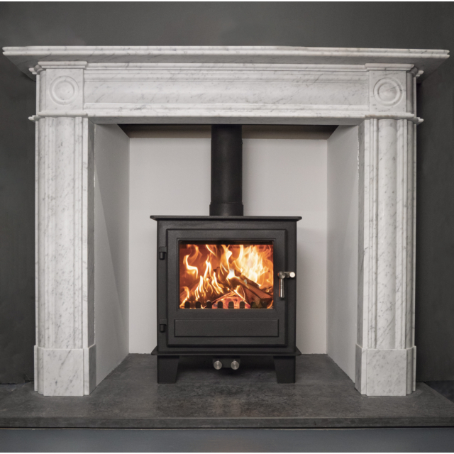 Clock Blithfield 5 Multi Fuel Stove 5kW - Black with Stainless Steel Fittings