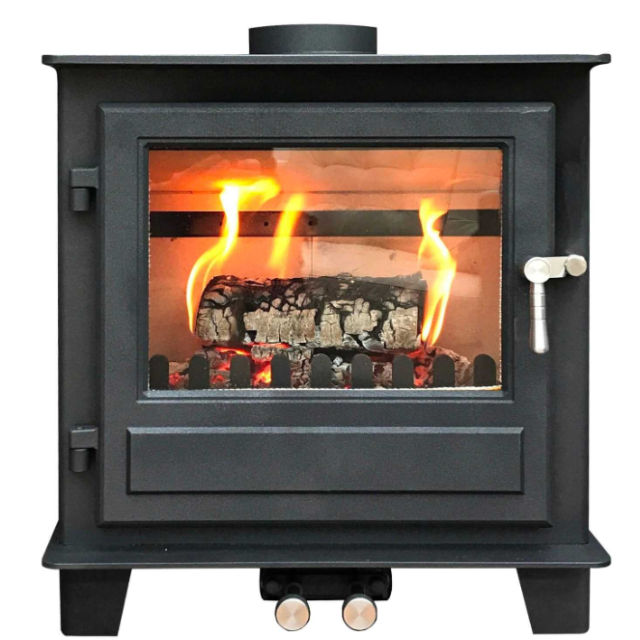 Clock Blithfield 8 Multi Fuel Stove 8kW - Black with Stainless Steel Fittings