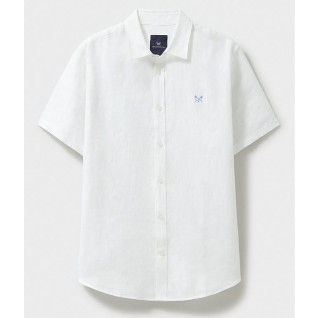 Crew Short Sleeve Linen Shirt - Heritage White 