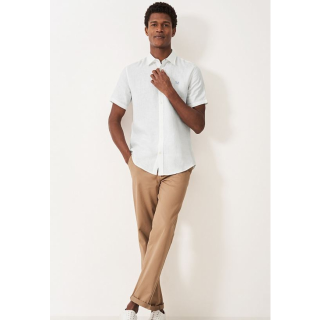 Crew Short Sleeve Linen Shirt - Heritage White 