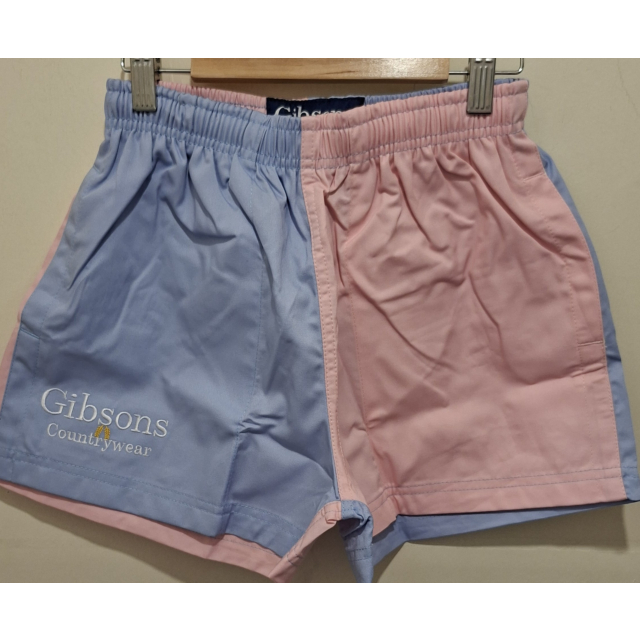 Gibsons Childrens Harlequin Shorts Baby Pink/Blue