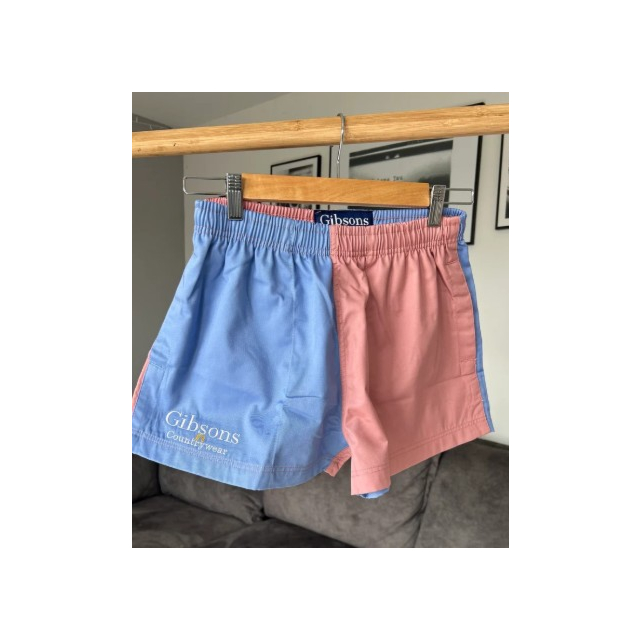 Gibsons Harlequin Shorts Salmon Pink/Blue 