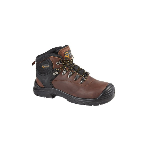 Grafters Wide Fit Safety Boot-Brown