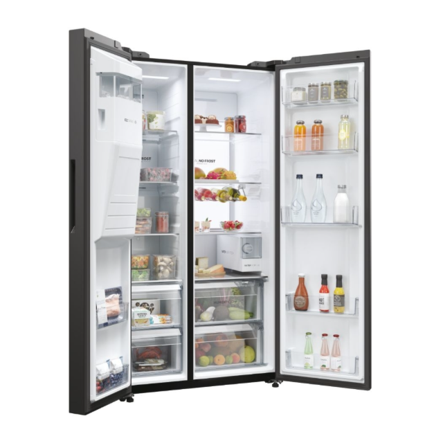 Haier HSW79F18DIPT Series 7 American No Frost Fridge Freezer - 90cm - Slate Black