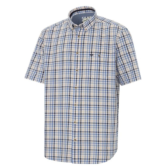 Hoggs Aberdour Short Sleeve Checked Shirt - Blue/Corn