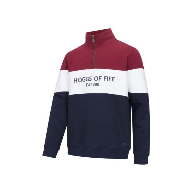 Hoggs Dumfries 1888 Gents 1/4 Zip - Burgundy/White/Navy