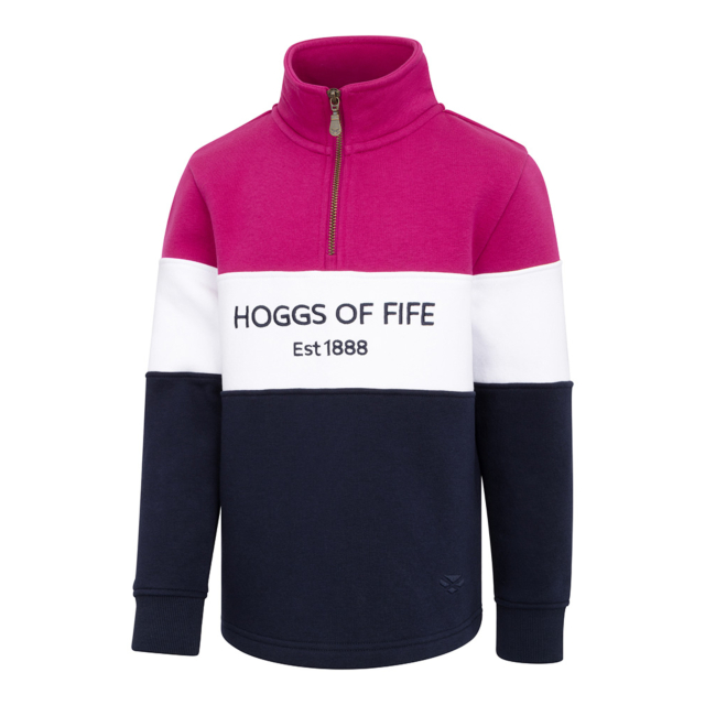 Hoggs Dumfries 1888 Junior 1/4 Zip Sweatshirt - Berry/White/Navy