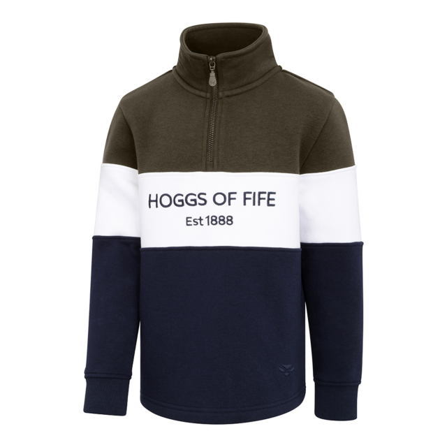 Hoggs Dumfries 1888 Junior 1/4 Zip Sweatshirt - Forest/White/Navy 