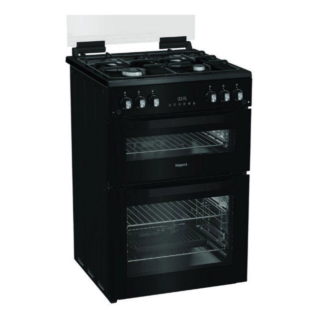 Hotpoint HDG6GDCB1 60cm Double Oven Gas Cooker with Gas Hob - Black