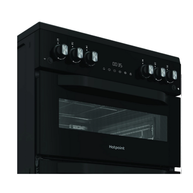 Hotpoint HDG6GDCB1 60cm Double Oven Gas Cooker with Gas Hob - Black