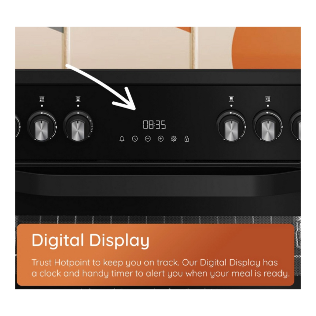 Hotpoint HDG6GDCB1 60cm Double Oven Gas Cooker with Gas Hob - Black