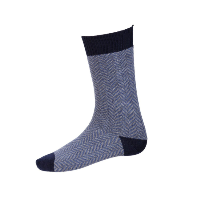 House of Cheviot Herringbone Short Sock Navy