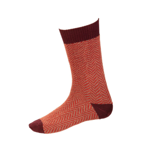 House of Cheviot Herringbone Short Sock Mulberry 