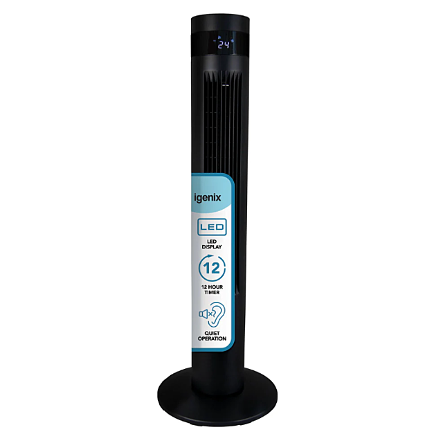 Igenix IGFD6035B Digital Tower Fan, 3 Speed, 35 Inch - Black