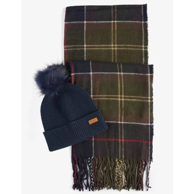 Barbour Dover Beanie + Hailes Scarf Gift Set 