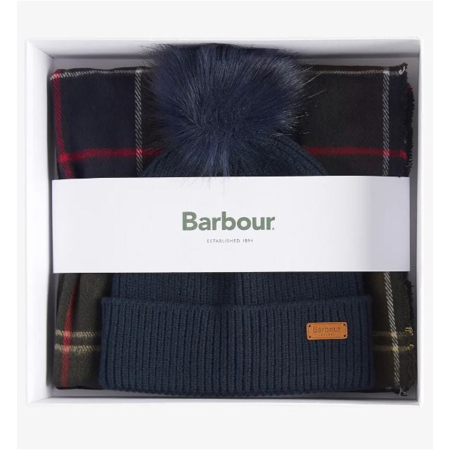 Barbour Dover Beanie + Hailes Scarf Gift Set 