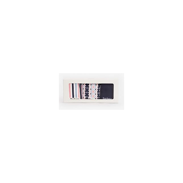 Barbour Claudia Fair Isle Sock Gift Set - Pink/Navy