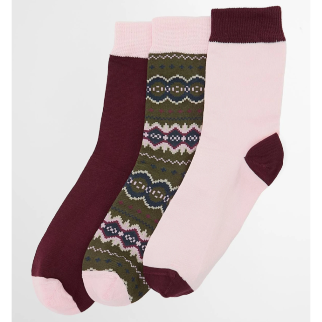 Barbour Helen Fairisle Sock Gift Set - Olive 
