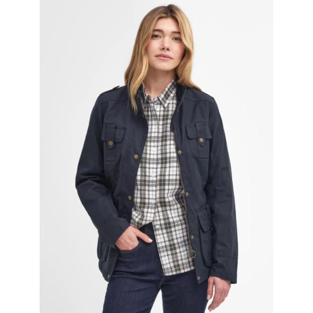 Barbour Winter Defence Wax Jacket - Navy/Classic