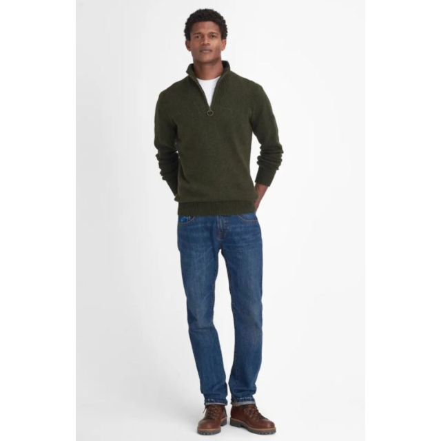 Barbour Essential Lambswool Half Zip Jumper - Seaweed