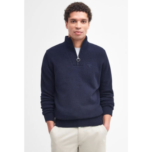 Barbour Essential Lambswool Half Zip Jumper - Navy