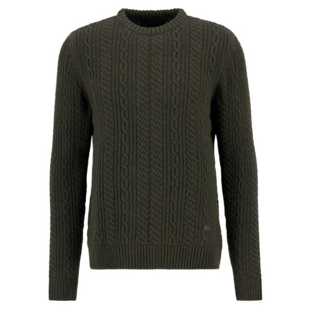 Barbour Lowfen Cable Crew Jumper - Olive