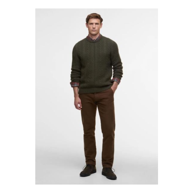Barbour Lowfen Cable Crew Jumper - Olive