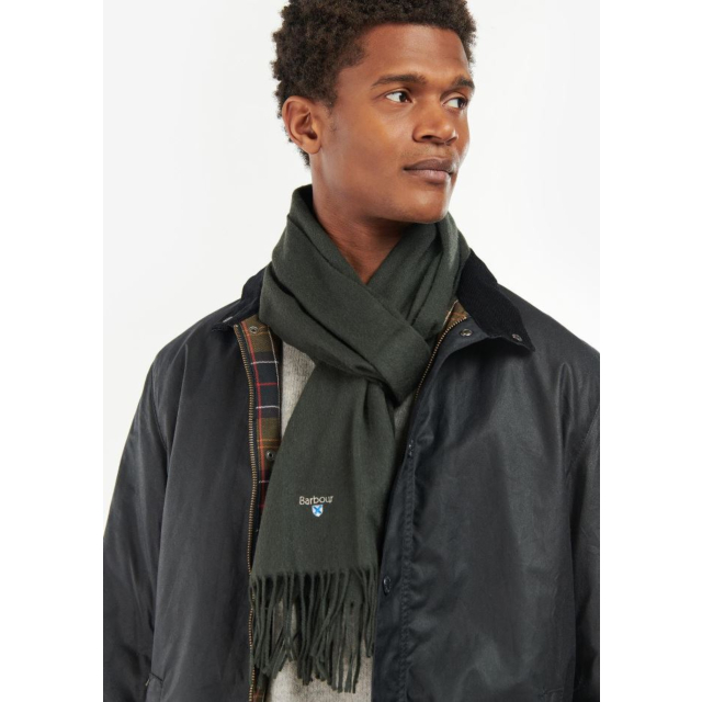 Barbour Plain Lambswool Scarf - Forest Green