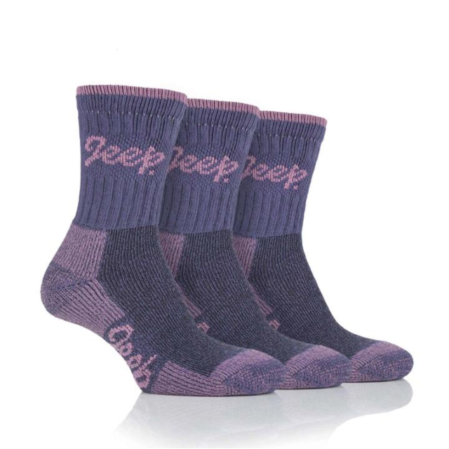 Jeep Ladies 3 Pack Socks Pink/Purple 4-8