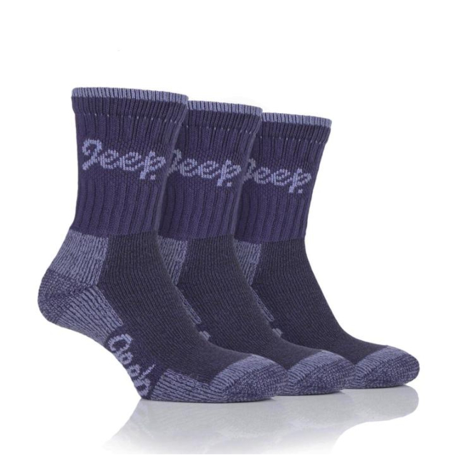 Jeep Ladies 3 Pack Socks Purple 4-8