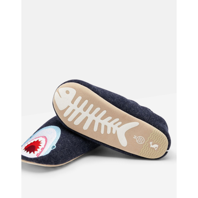 Joules Kids Applique Shark Felt Mule Slippers Navy