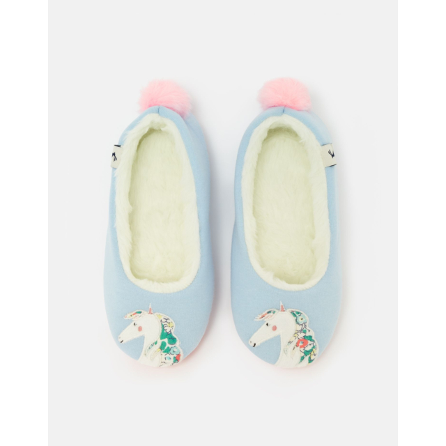 Joules Kids Slippers Horse Pale Blue
