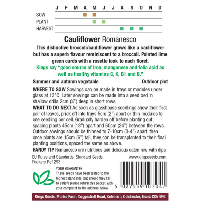 Kings Seeds - Cauliflower Romanesco