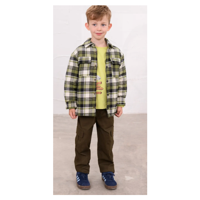 Lighthouse Hugo Overshirt Soft Lime Cream Check 