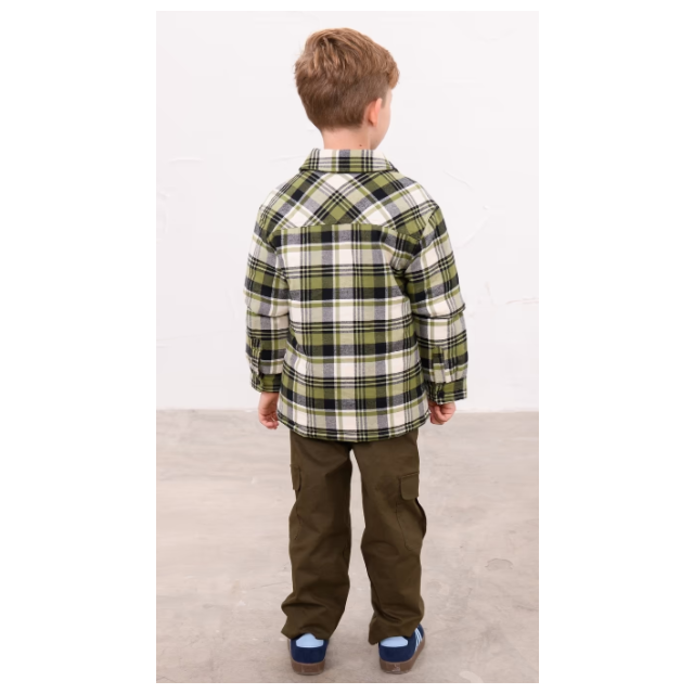 Lighthouse Hugo Overshirt Soft Lime Cream Check 