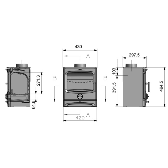 Ecoflame 1 5kW Multi-Fuel Stove - Black 